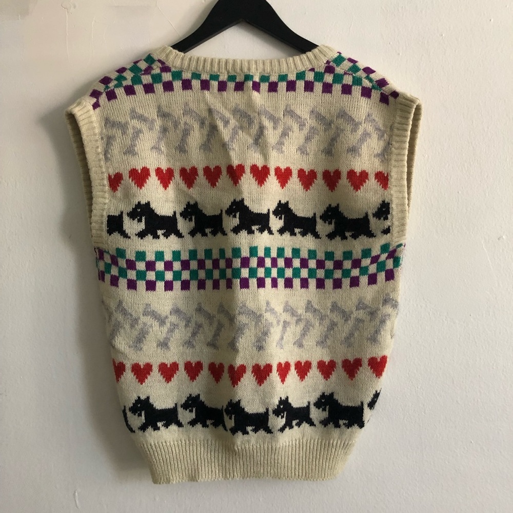 Vintage Checkered Scottish Terrier Eclectic Sweater Vest - Picture 3 of 3